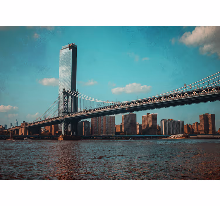 Papel mural New York perspectiva del puente de brooklyn - TenVinilo