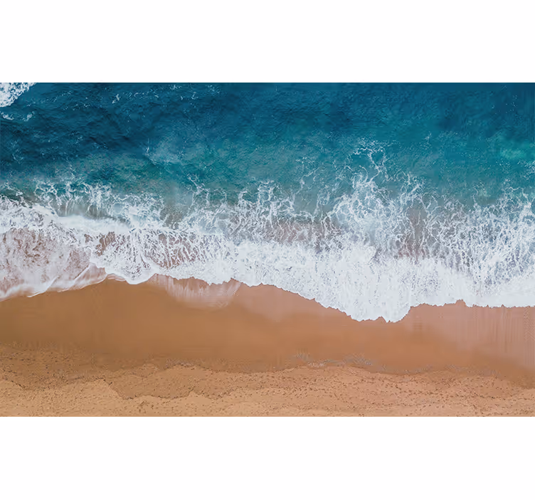 Fotomural 3D Playa con pasillo de tronco de madera - TenVinilo