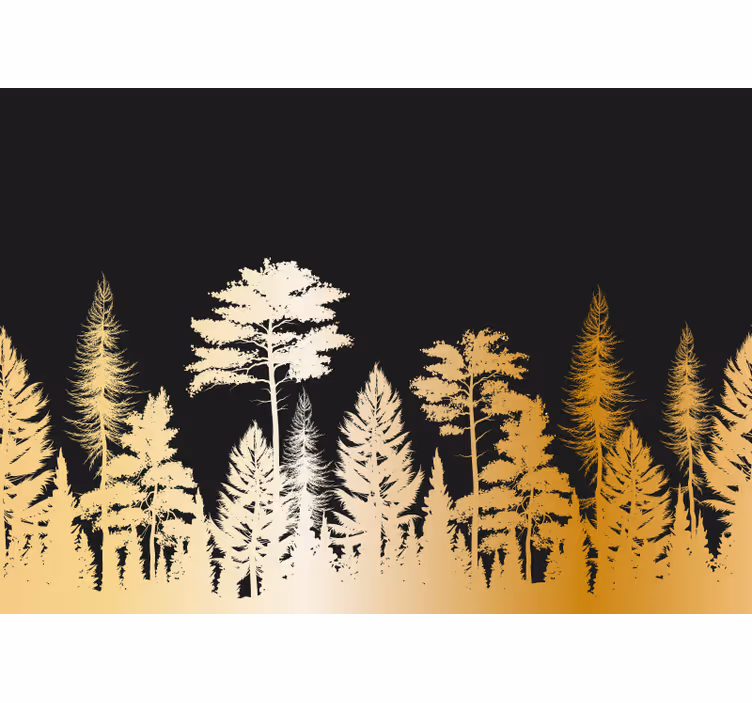Papel mural bosque siluetas de árboles rústicos - TenVinilo