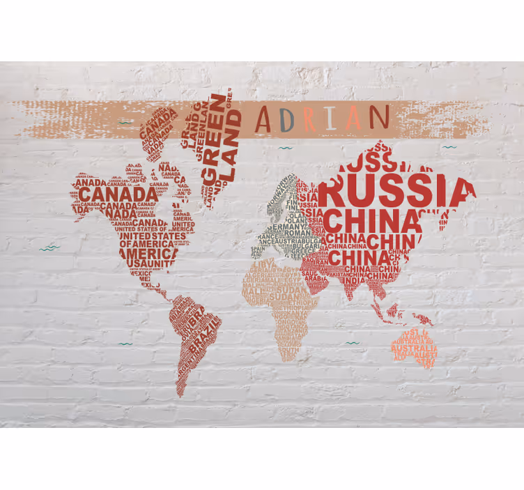 Papel mural mapamundi nombres de mapas del mundo - TenVinilo