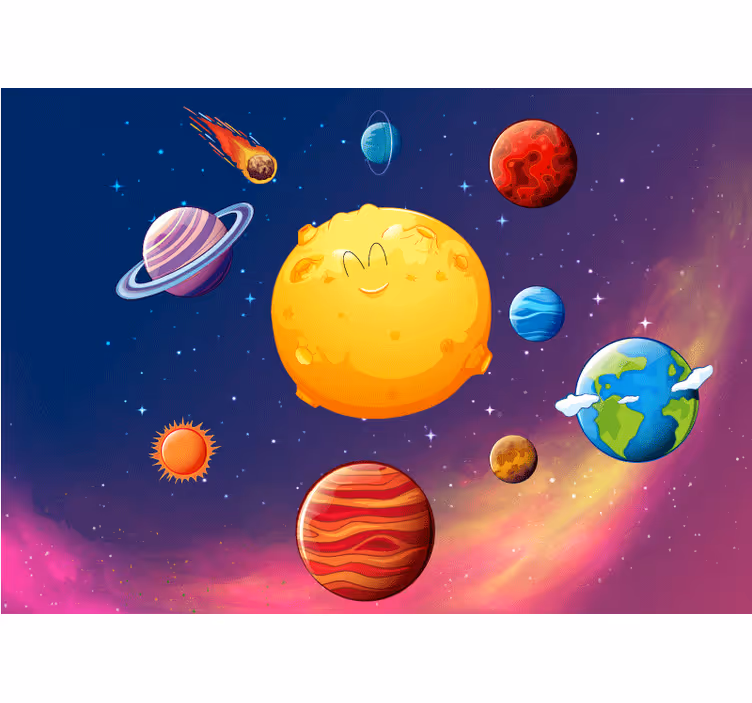 Murales infantiles Sistema solar para niños - TenVinilo