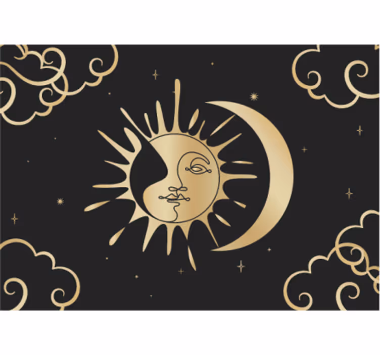 Papel mural mandala sol y luna dorados - TenVinilo