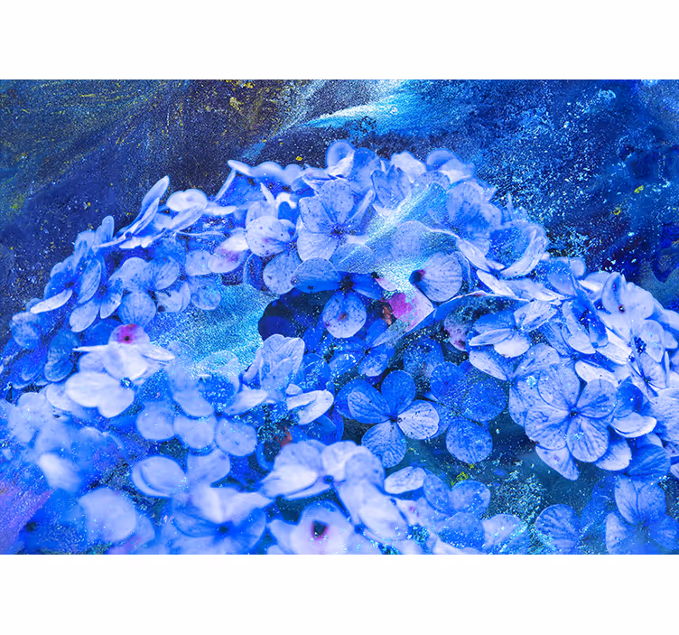 Papel mural flores arreglo floral azul - TenVinilo