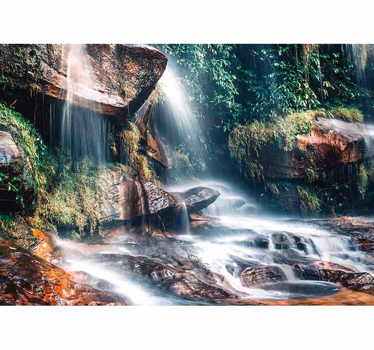 Papel mural naturaleza paisaje sereno de cascada - TenVinilo