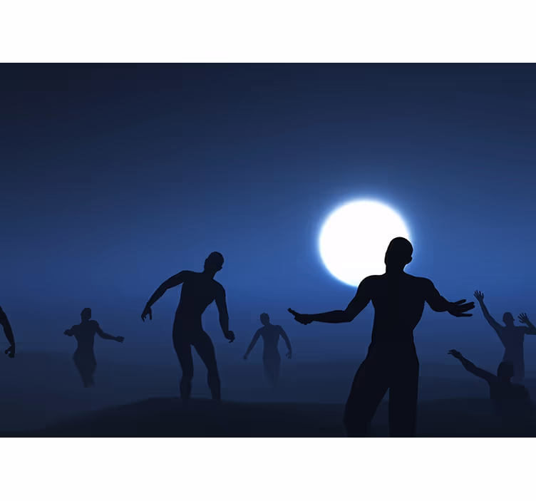Papel mural fantasía siluetas bajo la luna - TenVinilo