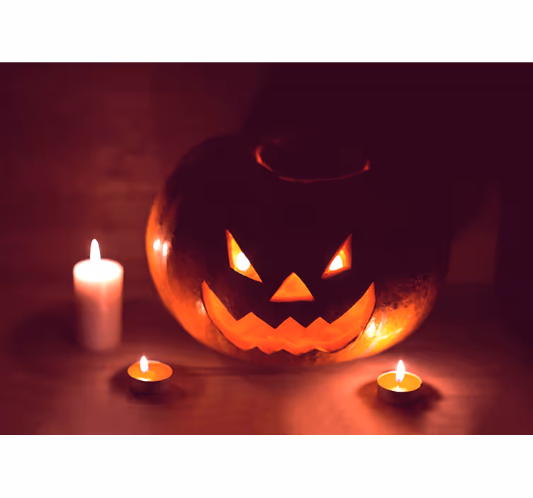 Papel mural Halloween resplandor de calabaza aterrador - TenVinilo