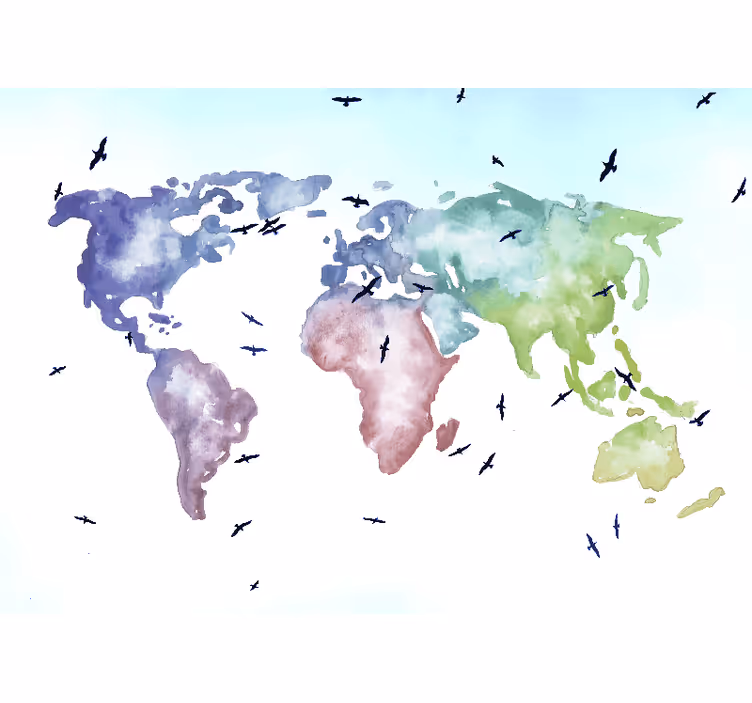 Papel mural mapamundi mapa mundial colorido - TenVinilo