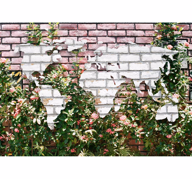 Papel mural mapamundi mapa del mundo florecido - TenVinilo