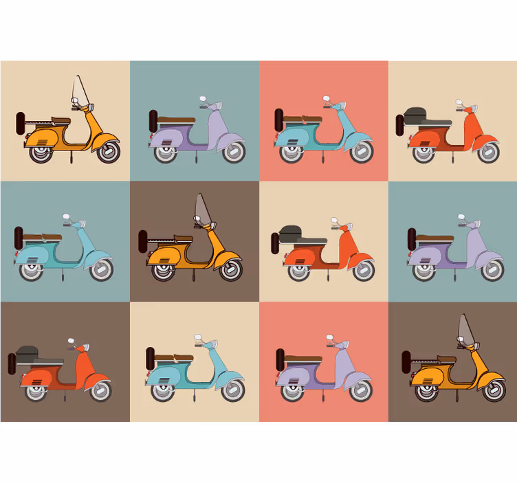 Papel mural vehículos patrón de scooter retro - TenVinilo