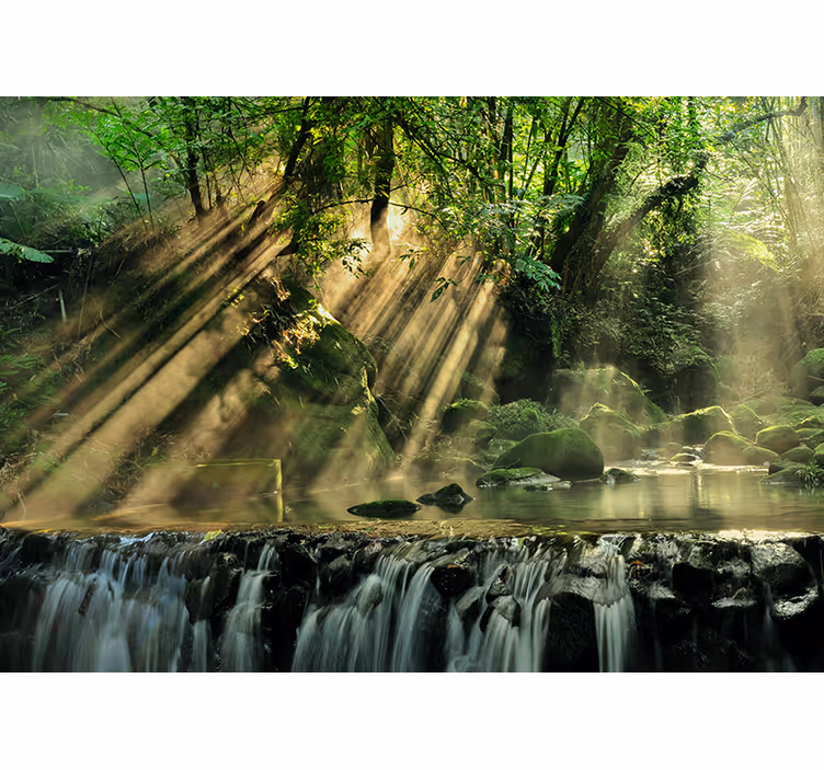Papel mural naturaleza entorno sereno de cascada - TenVinilo