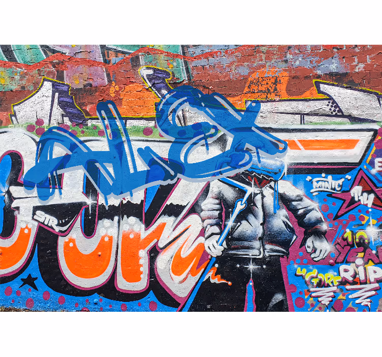 Mural graffiti estilo urbano callejero - TenVinilo
