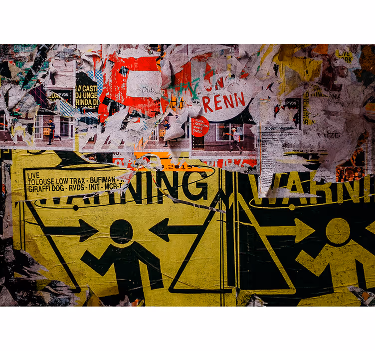 Mural graffiti señales de advertencia urbanas - TenVinilo