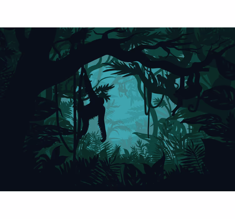 Papel mural selva vibrante paisaje selvático - TenVinilo