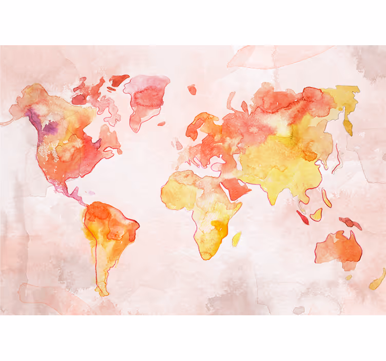 Papel mural mapamundi mapa global acuarelado - TenVinilo