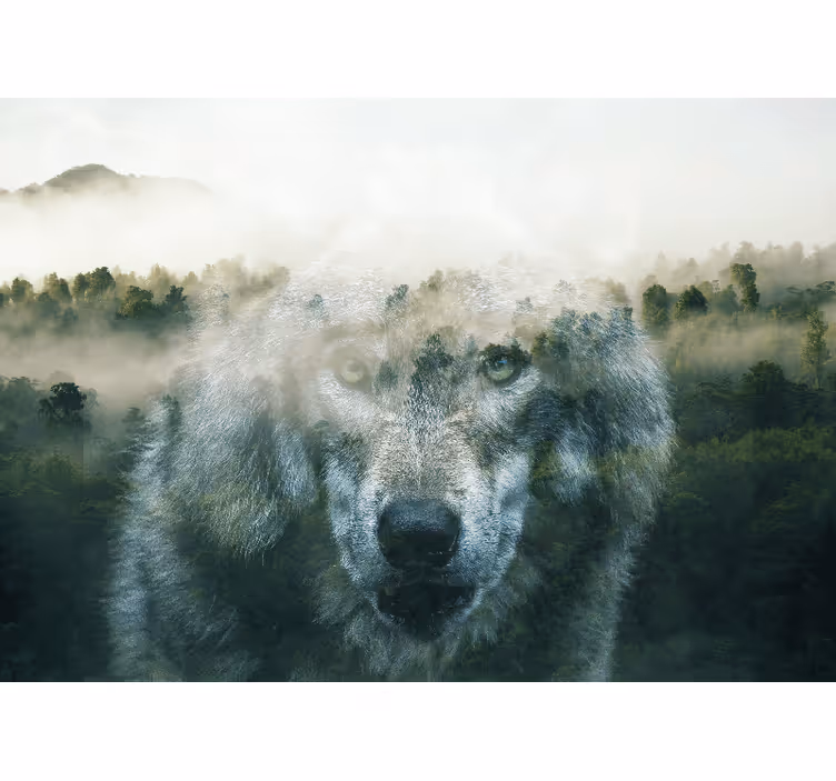 Mural de animales retrato del lobo majestuoso - TenVinilo