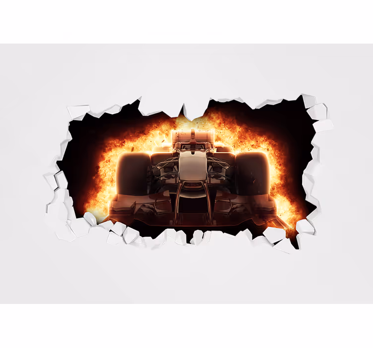 Papel mural vehículos explosión de coche de carreras - TenVinilo