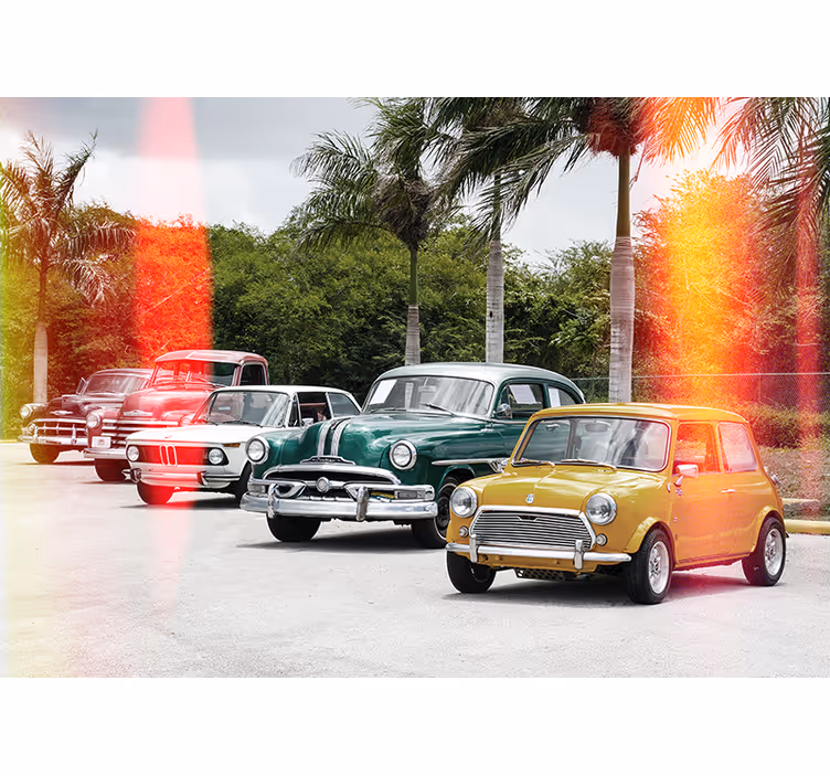 Papel mural vehículos colección de coches clásicos - TenVinilo