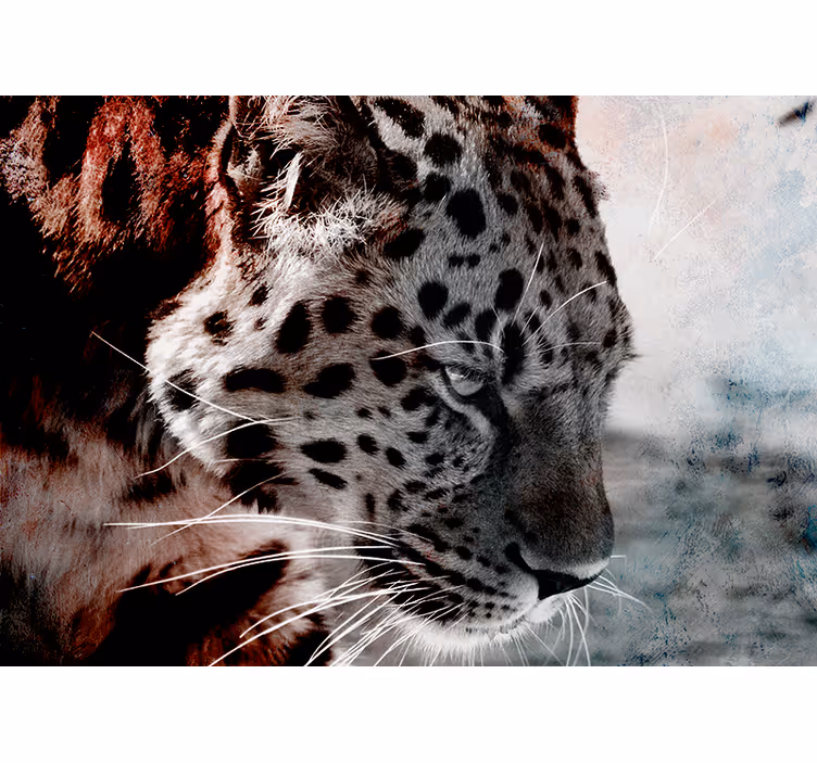 Mural de animales retrato de leopardo en primer plano - TenVinilo