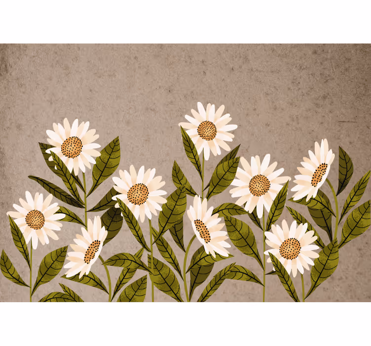 Fotomural flores Margaritas vintage - TenVinilo