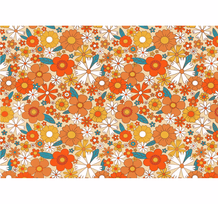 Papel mural flores patrón floral vibrante - TenVinilo