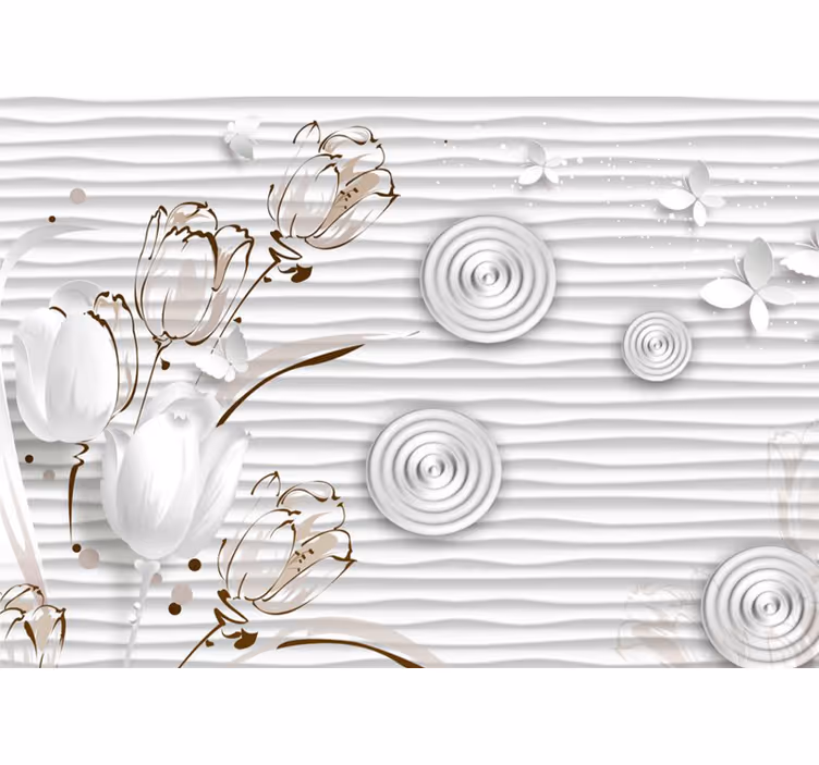 Papel mural flores tulipanes blancos elegantes - TenVinilo