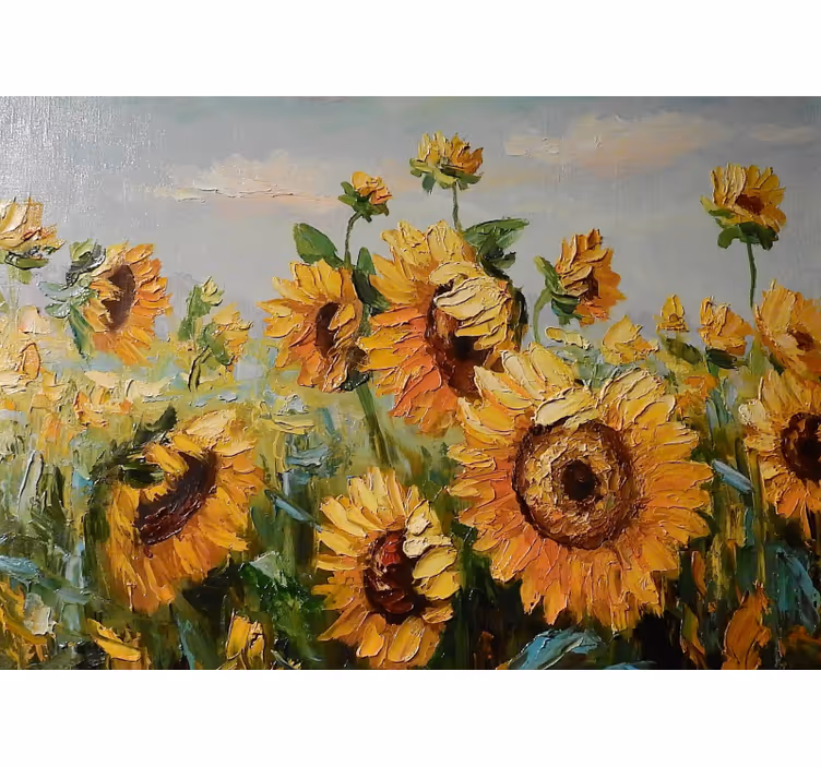 Papel mural flores pradera de girasoles - TenVinilo
