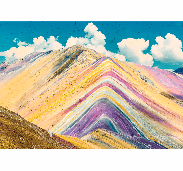 Papel mural paisajes picos de montañas coloridas - TenVinilo