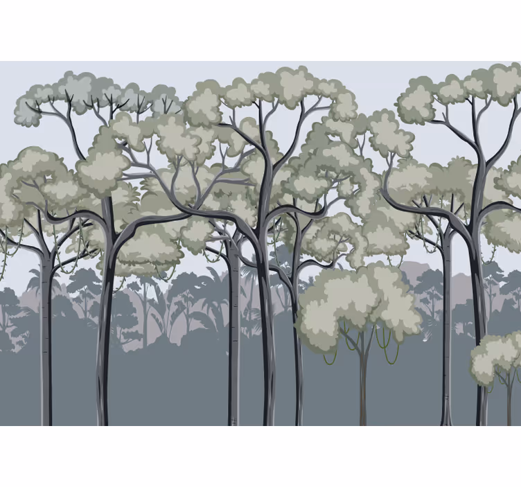 Papel mural bosque dosel de árboles sereno - TenVinilo