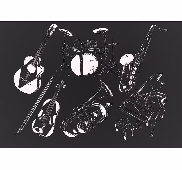 Papel mural música colección de instrumentos musicales - TenVinilo