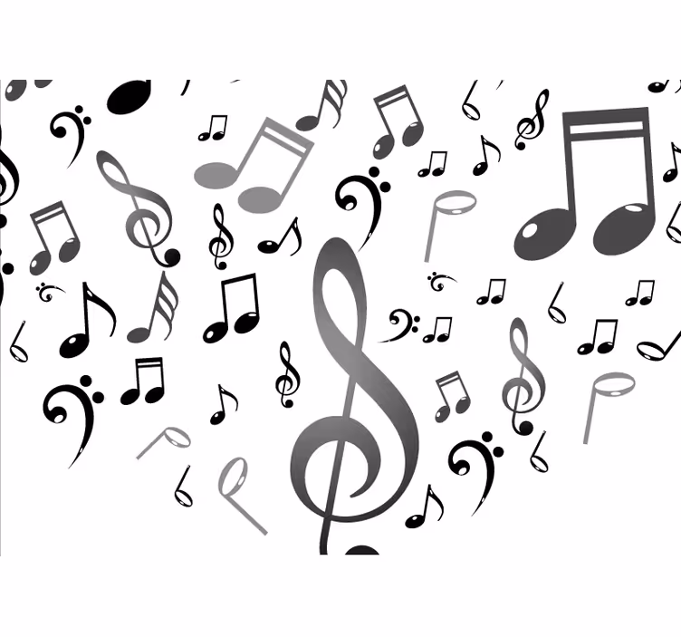 Papel mural música motivo de notas musicales - TenVinilo