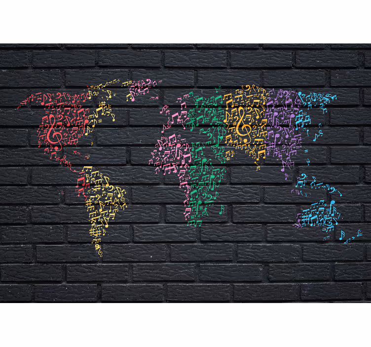 Papel mural música mapa del mundo musical - TenVinilo