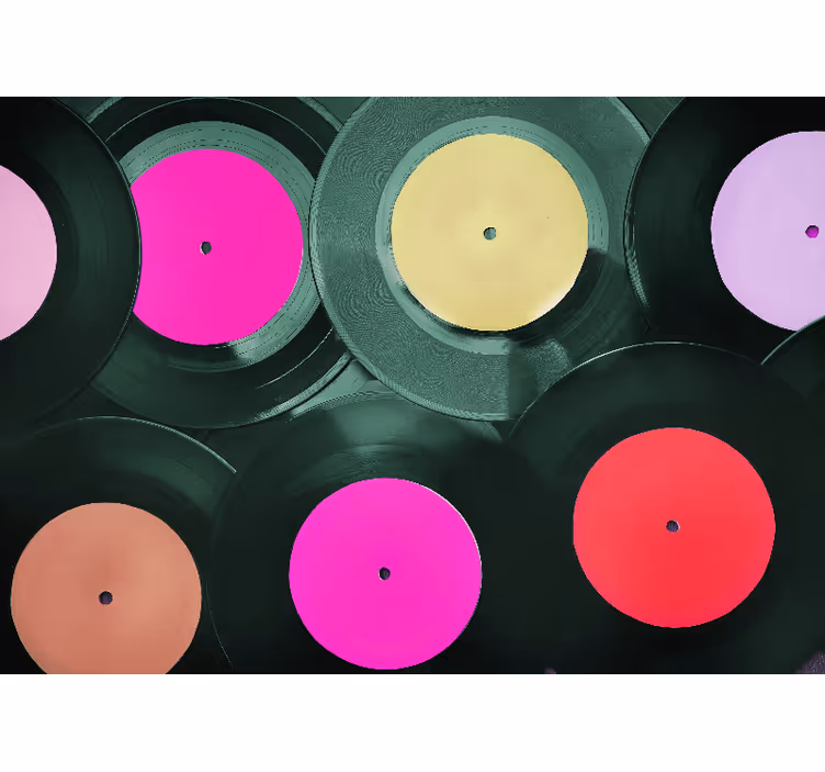 Papel mural música rincón de discos de vinilo - TenVinilo