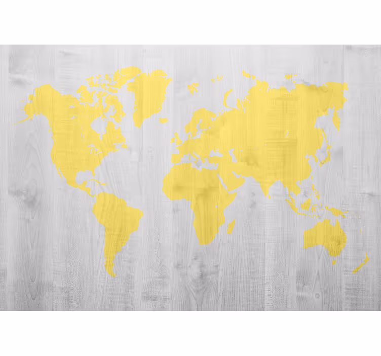Papel mural mapamundi mapa del mundo amarillo - TenVinilo