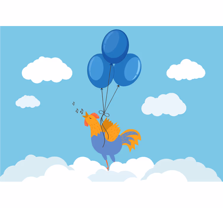 Papel mural infantil globos del gallo cantador - TenVinilo