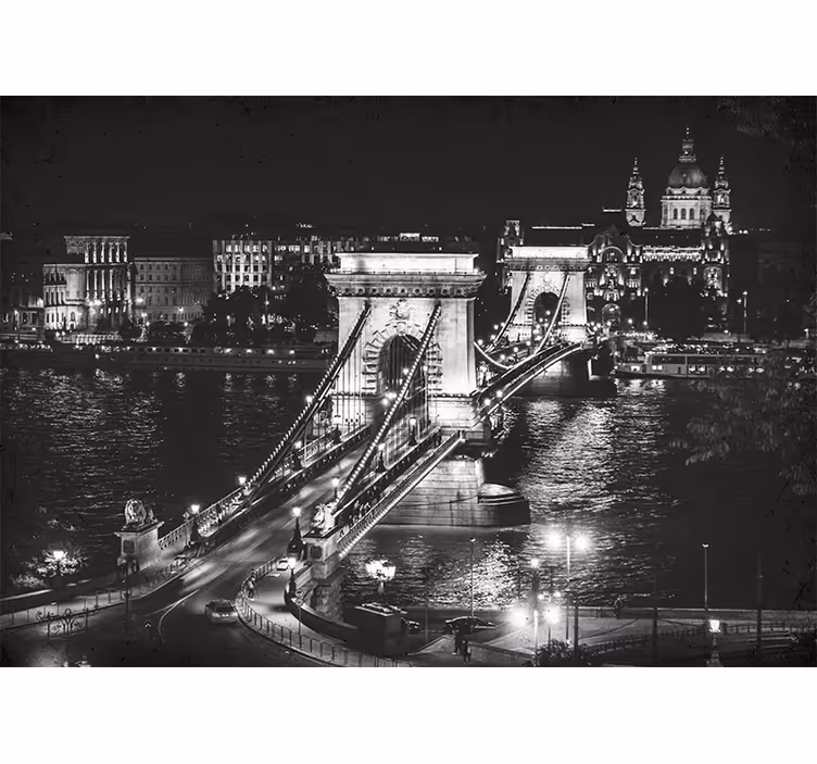 Papel mural ciudades puente de las cadenas noche - TenVinilo
