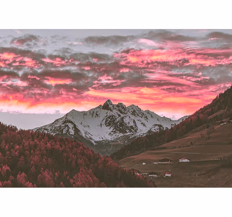 Papel mural montaña atardecer impresionante - TenVinilo