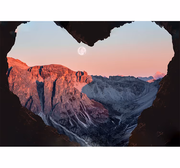 Papel mural naturaleza paisaje montañoso en forma de corazón - TenVinilo