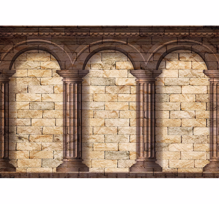 Mural de arte clásico columnas de piedra arqueadas - TenVinilo