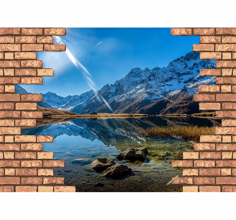 Papel mural paisajes montañas y reflejo - TenVinilo
