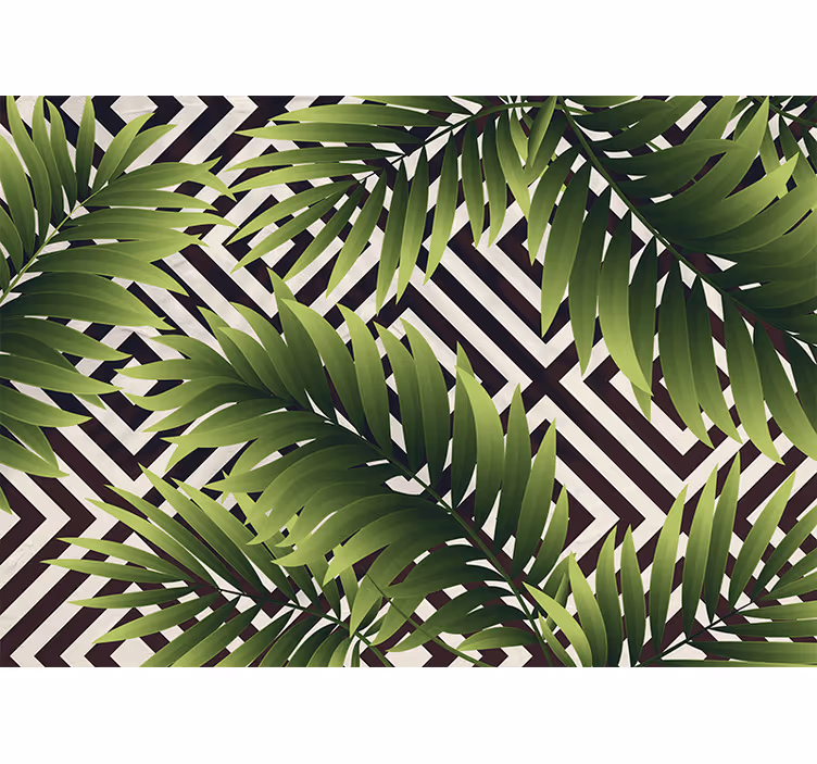 Papel mural naturaleza arte de hojas tropicales - TenVinilo