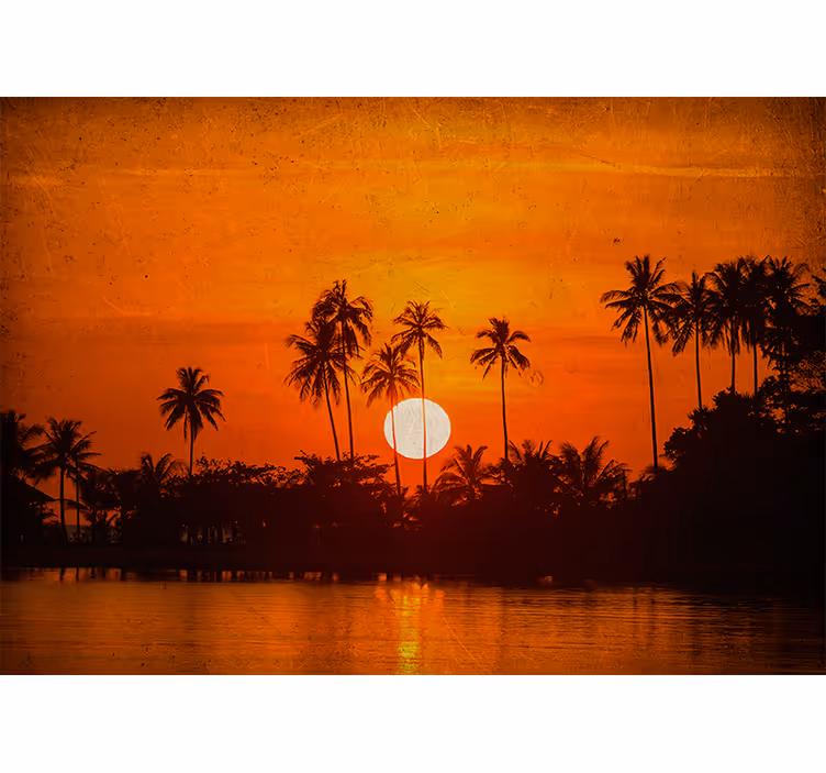 Papel mural paisajes atardecer tropical - TenVinilo