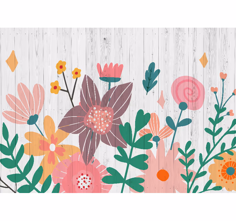 Papel mural flores obra floral colorida - TenVinilo