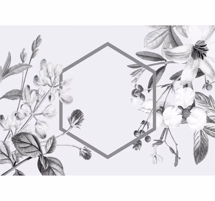 Papel mural flores arreglo de plantas grises - TenVinilo
