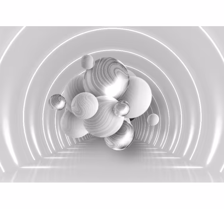 Papel mural 3D formas circulares flotantes - TenVinilo