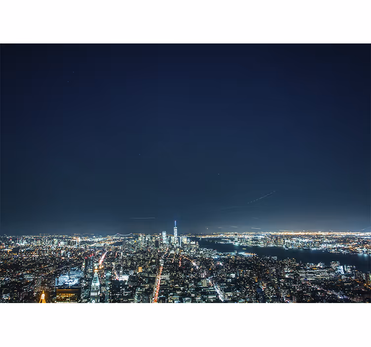 Papel mural new york vista nocturna del skyline - TenVinilo