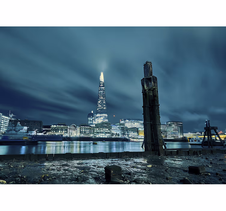 Papel mural londres torre shard de noche - TenVinilo