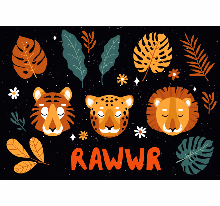 Papel mural infantil animales de la jungla juguetones - TenVinilo