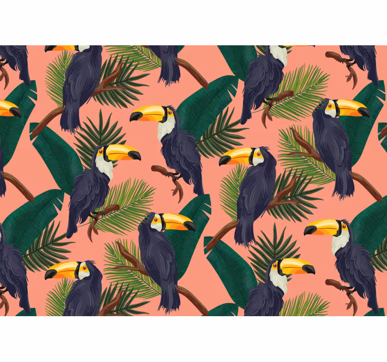 Papel mural animales diseño de tucanes tropicales - TenVinilo