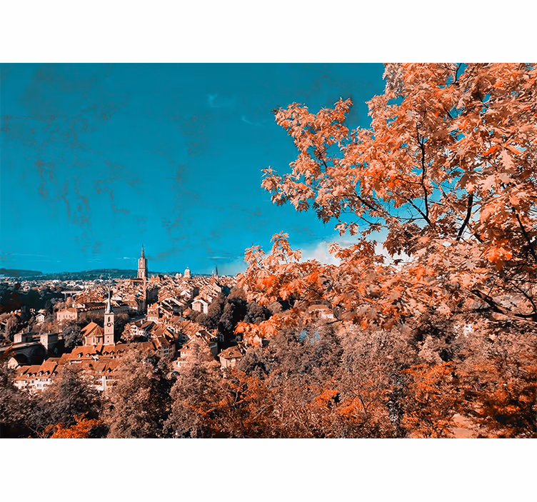 Papel mural paisajes paisaje de otoño vibrante - TenVinilo
