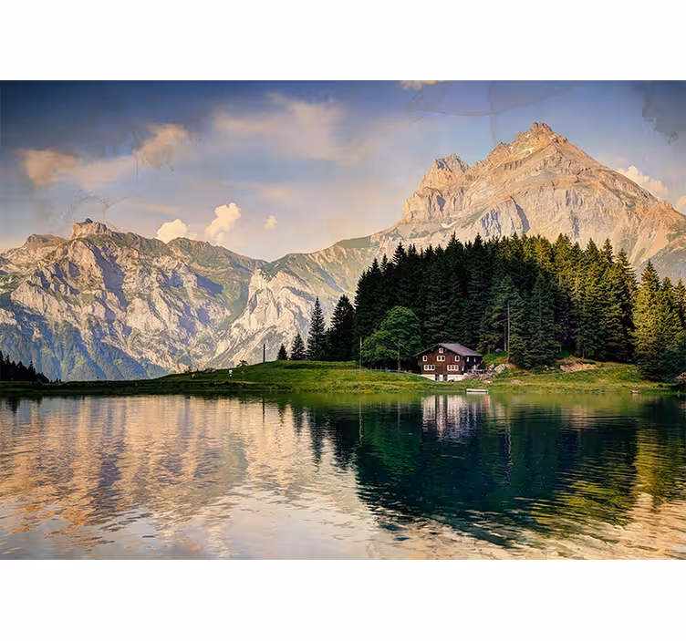 Papel mural paisajes escapada al lago de montaña - TenVinilo